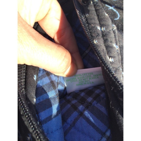 Vera Bradley womens fabric purse satchel 11” 11 in handbag black blue floral - Picture 13 of 16